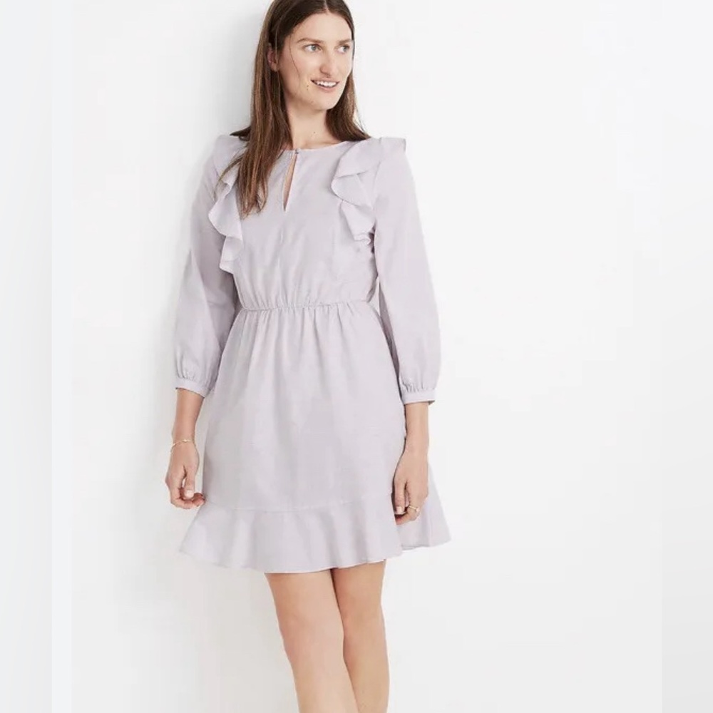 NWT Madewell Ruffle Shoulder Mini Dress in Light Purple Size 4